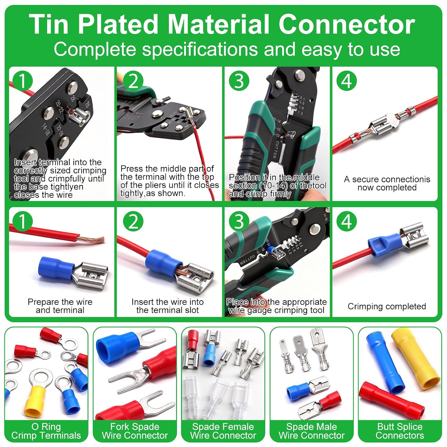 /1100Pcs Wire Connectors Kit,Insulated Electrical Wire Terminals,Waterproof Crim