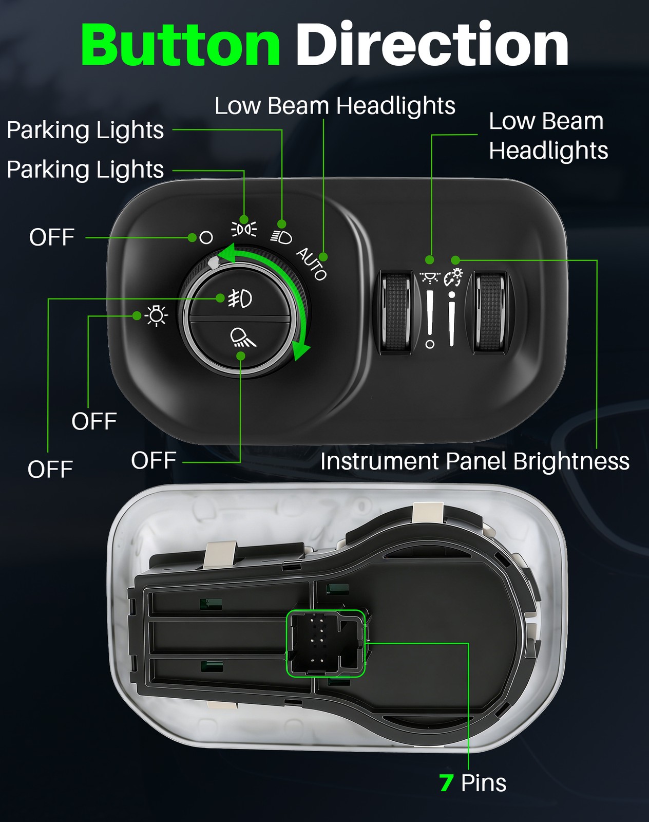 Headlight Lamp Switch For Dodge Ram 1500 2500 3500 2022 2023 2024 68156061AB
