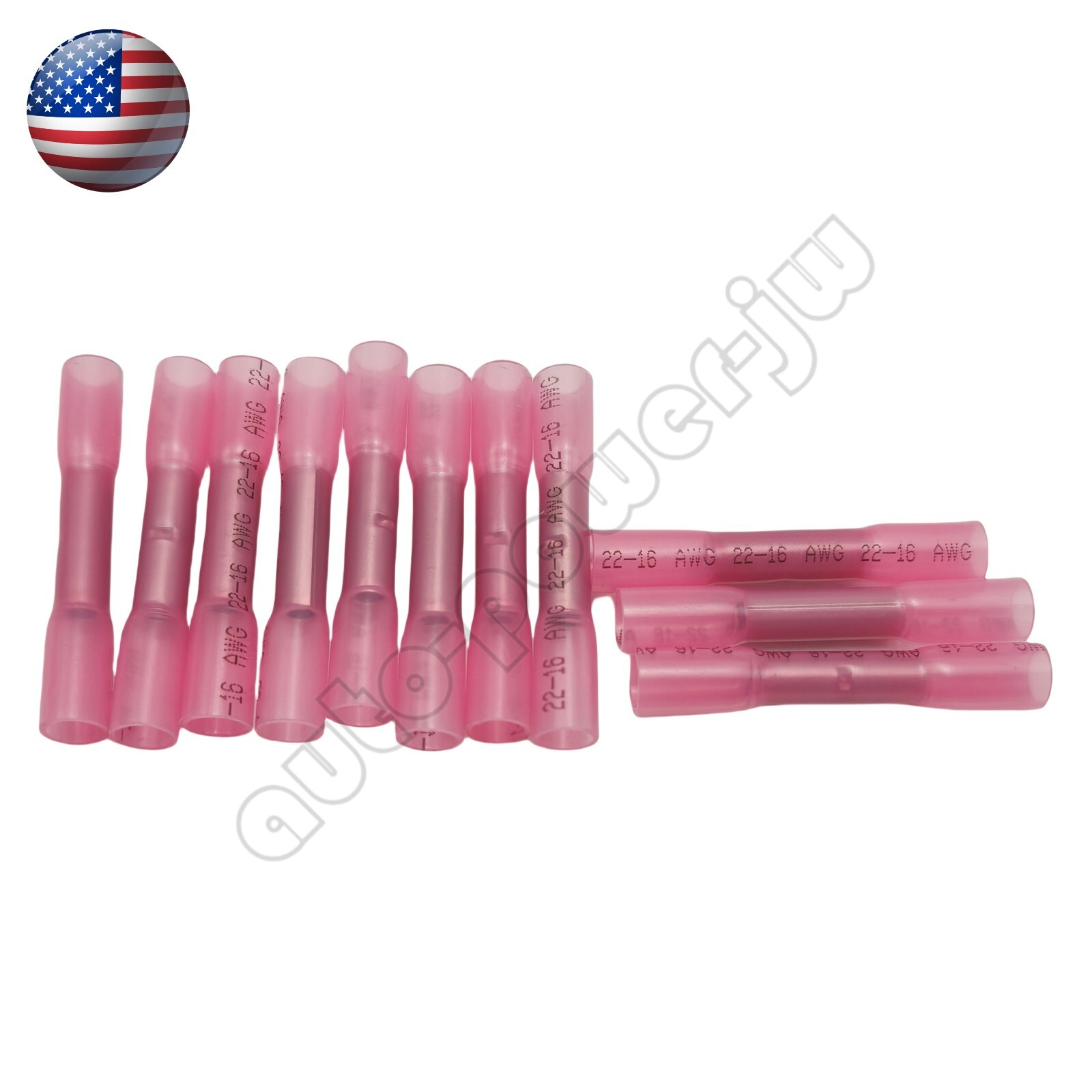 100Pcs 22-16AWG Red Heat Shrink Wire Butt Connectors Waterproof Splice Terminals