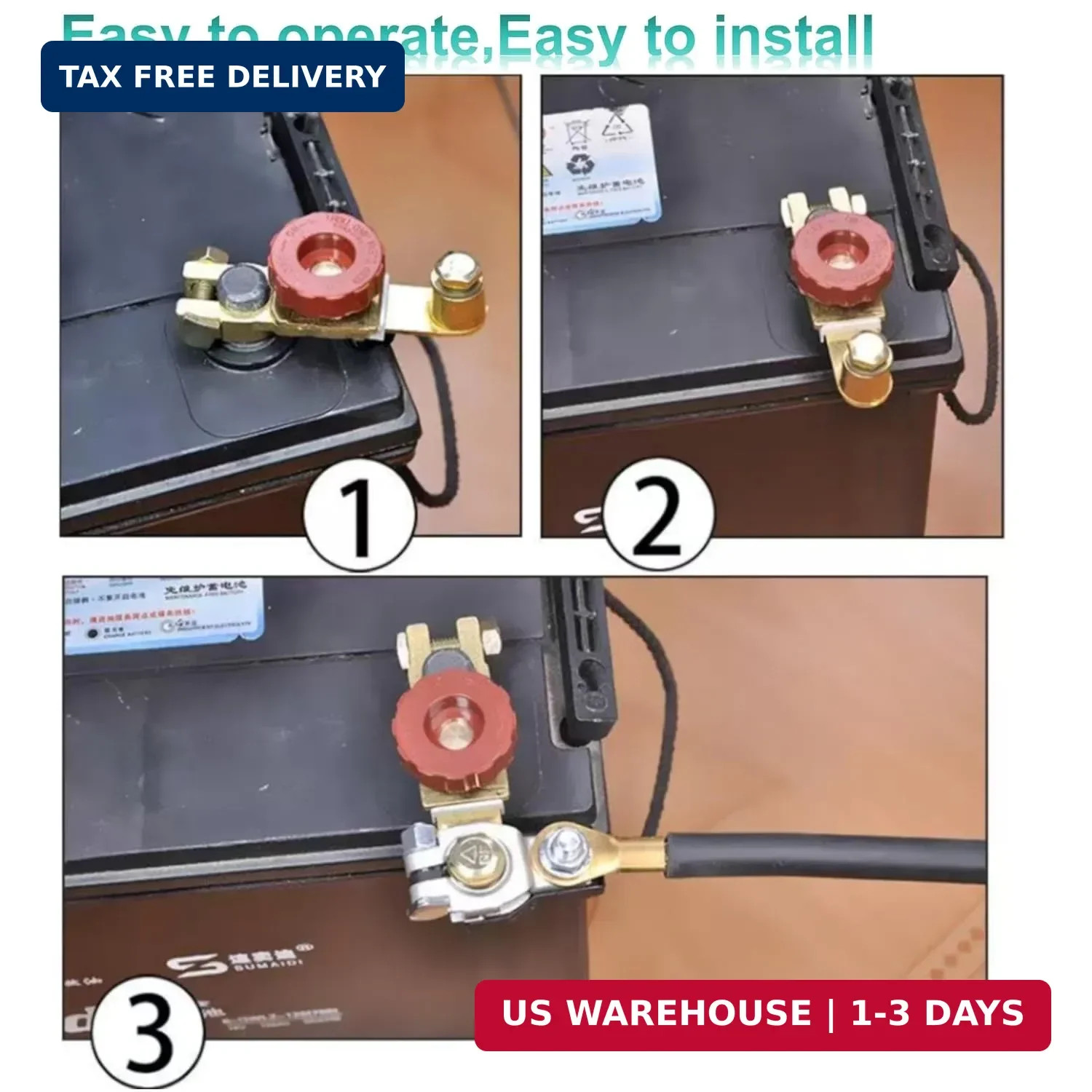 Top Post Battery Quick Disconnect Battery Cut Off Switch for Car Truck,12V/125