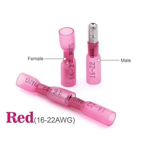 Red Heat Shrink Bullet Wire Connectors 22-16 AWG Female Male Terminals Crimp US