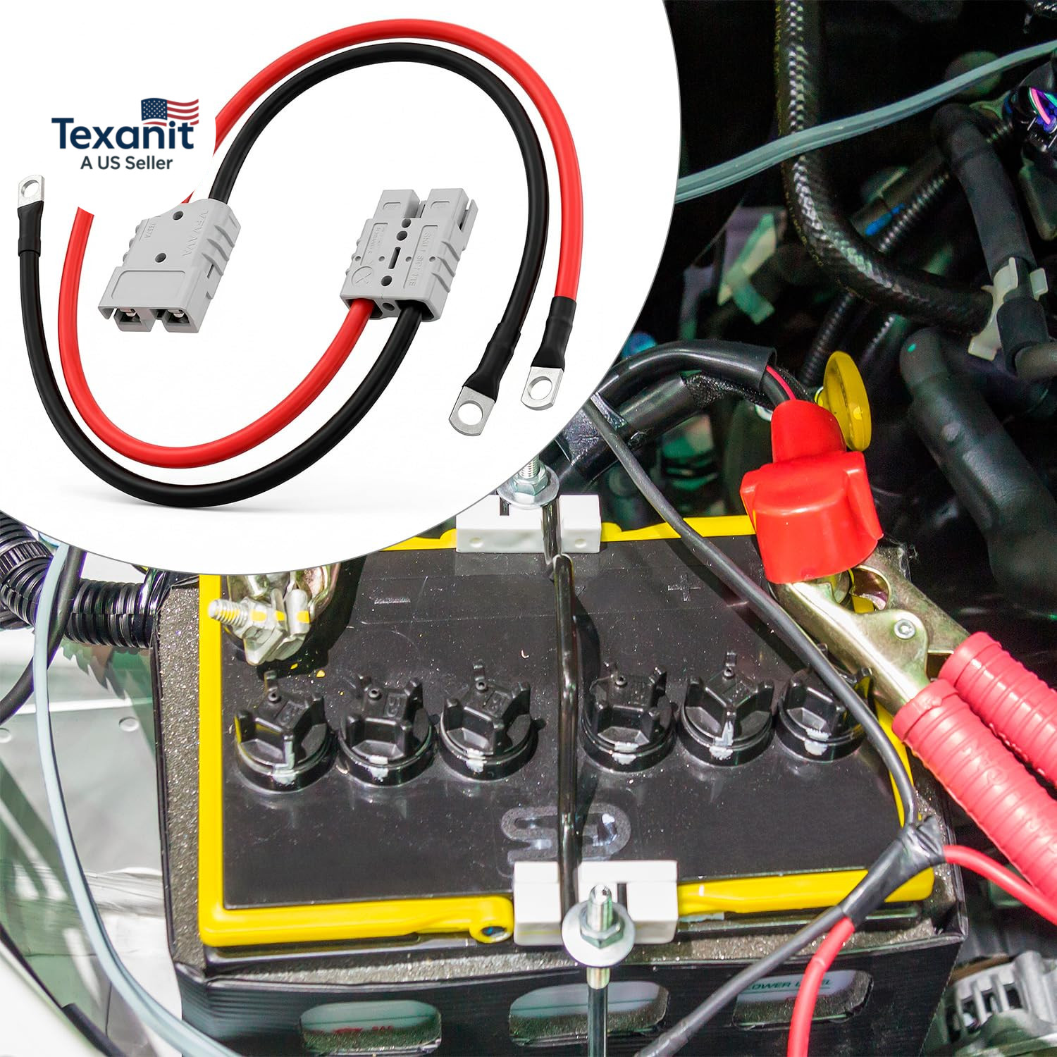2 Pack 50A Battery Quick Connector with 7AWG Tinned Copper Wire, Quick Disconnec