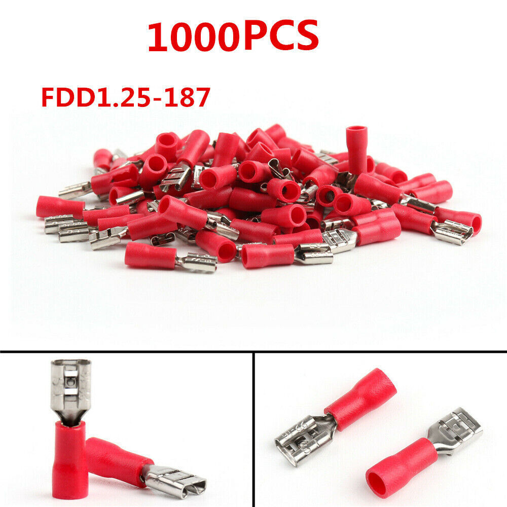 FDD1.25-187 Insulated Spade Wire Connector Electrical Crimp Terminal 1000PCS