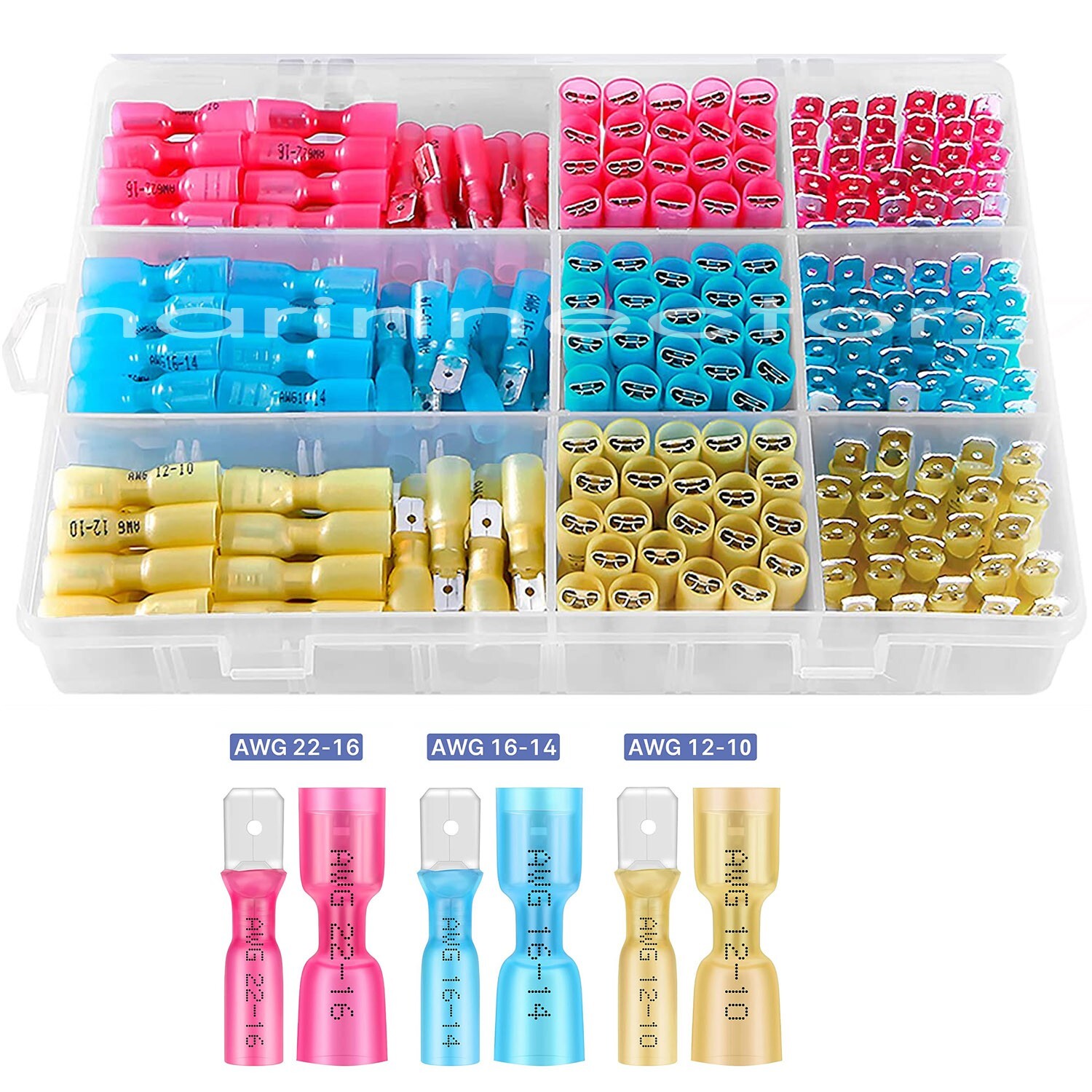 220Pcs Heat Shrink Spade Connectors Male Female Electrical Wire Butt Terminals