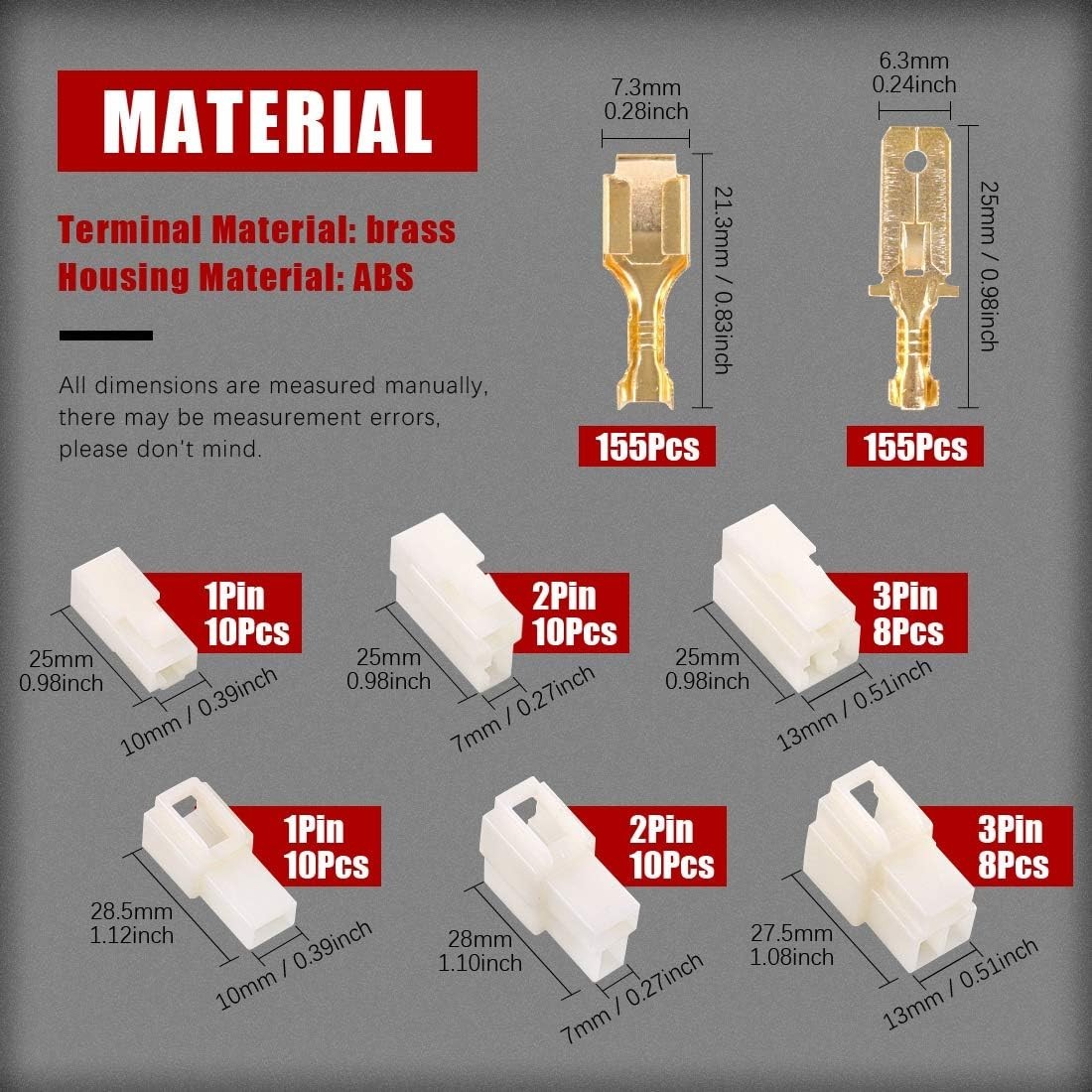 6.3MM Electrical Automotive Wire Connectors Male Female Socket Plug Terminal for