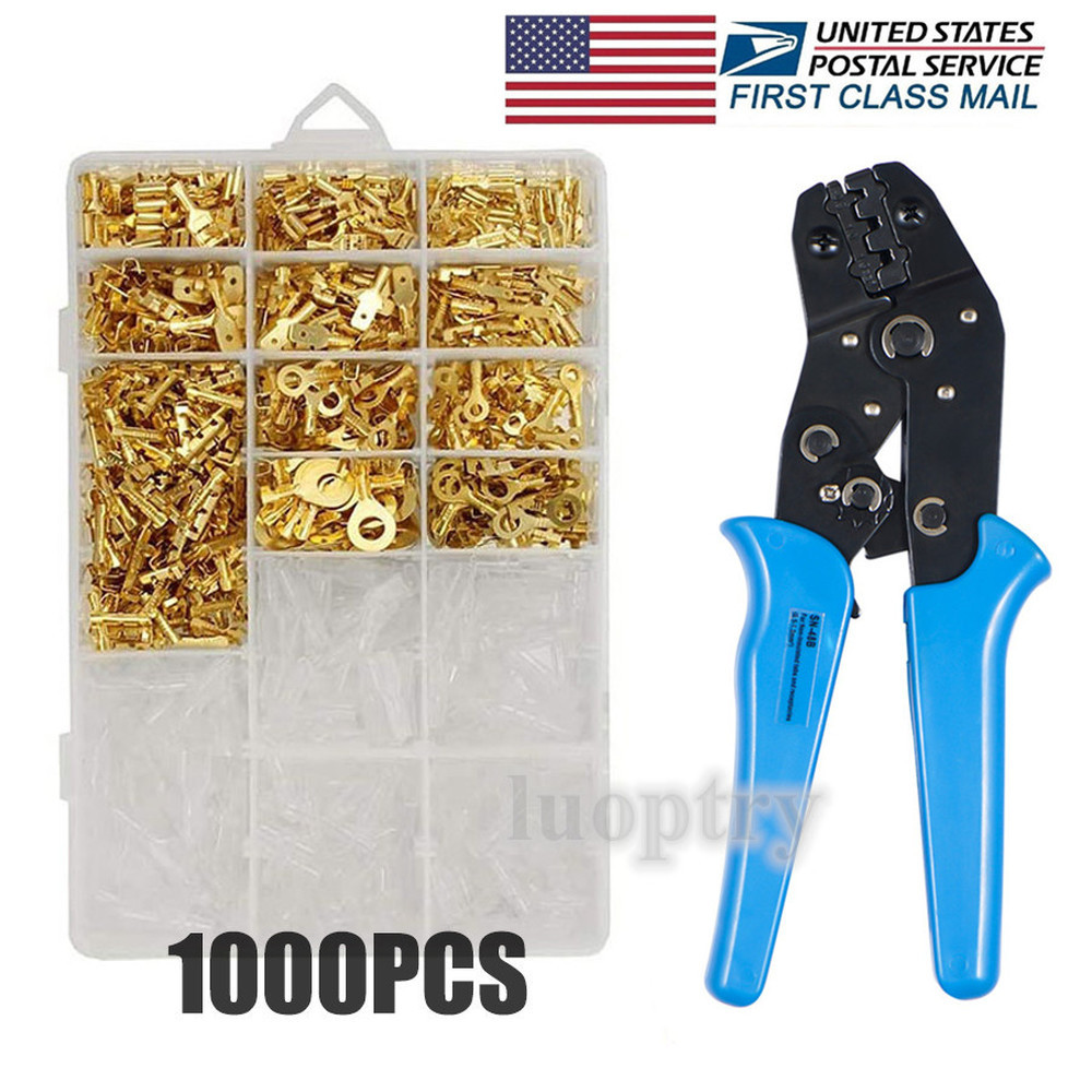 1000PCS Assortment Spade Male Female Terminals Electrical Wire Crimp Connectors