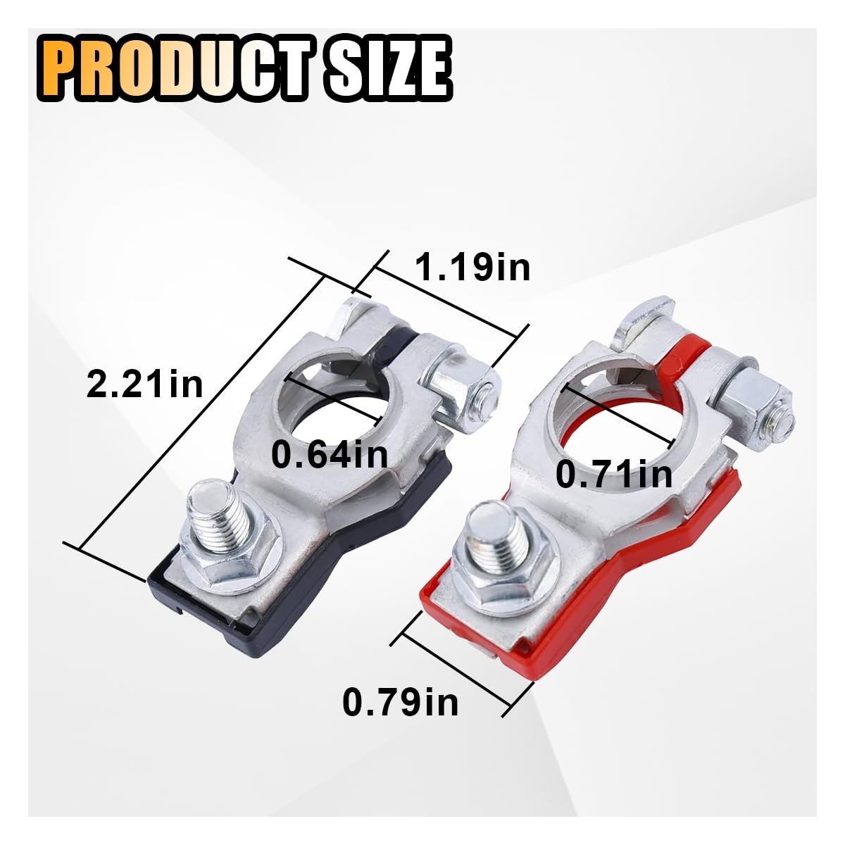 Battery Terminal Connector, Positive and Negative 2 Pair, Silver