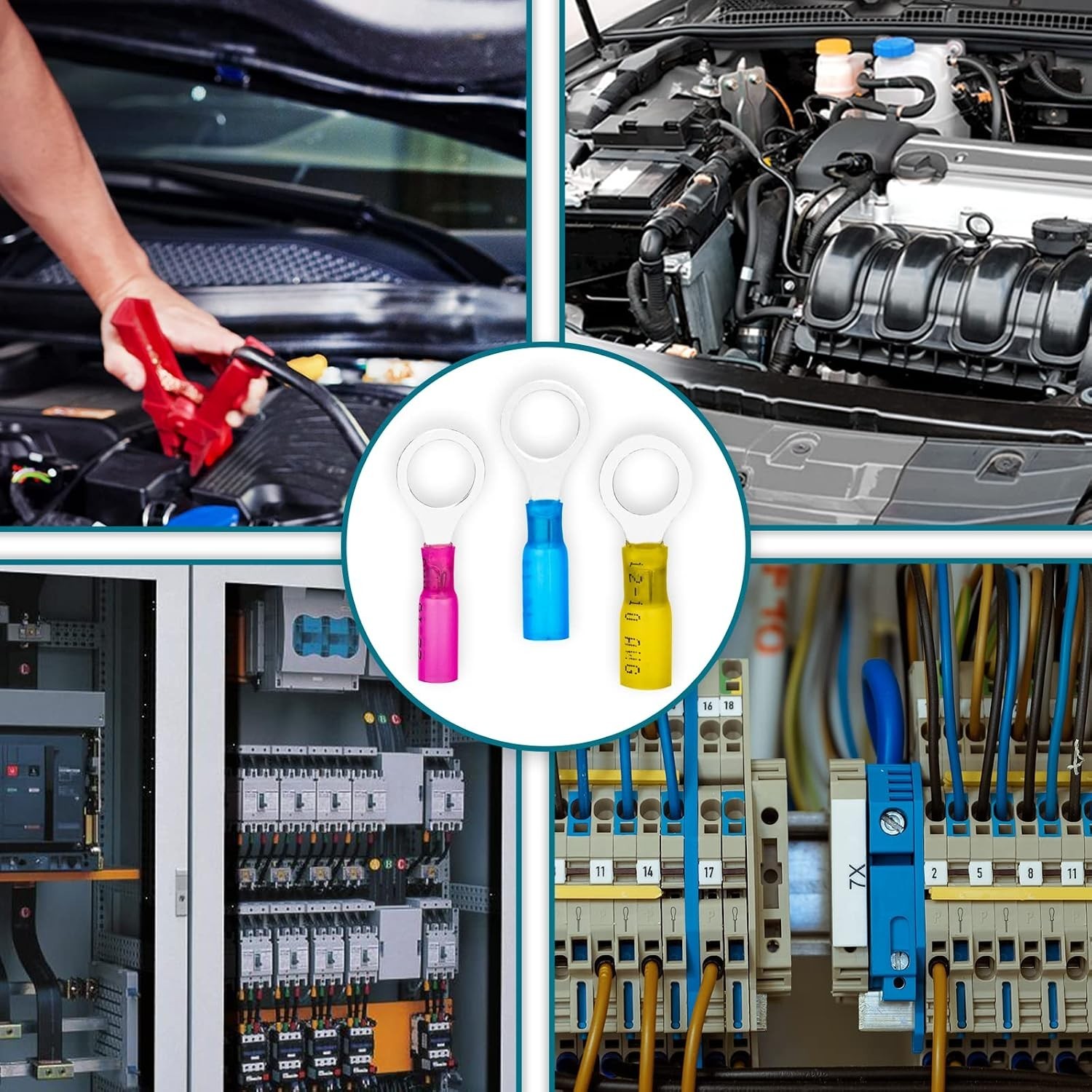 60 PCS Heat Shrink Ring Connectors,12-10 awg 1/4″ Ring Terminals