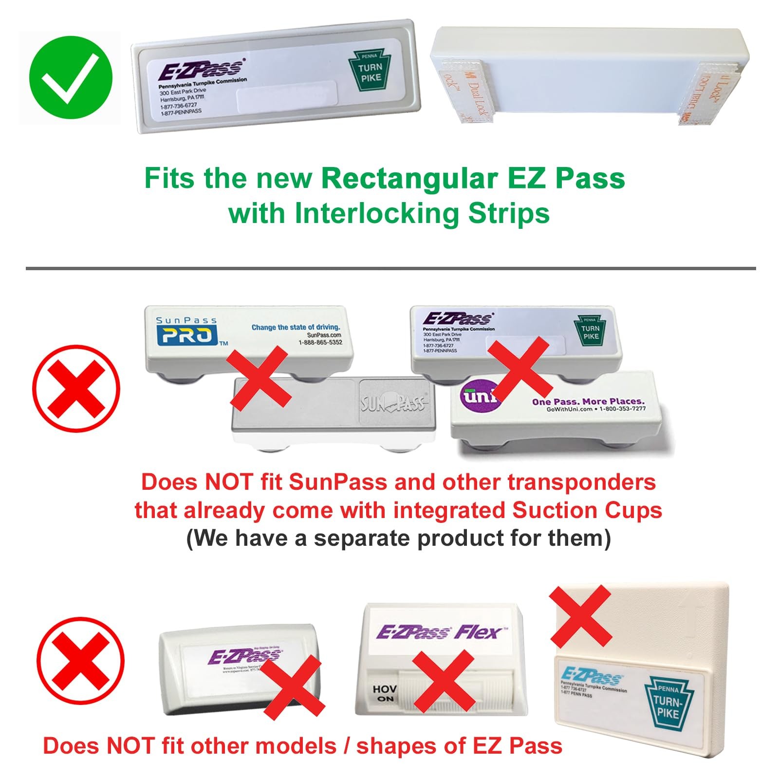 Silicone Skin for Rectangular EZ Pass with Black Interlocking Strips
