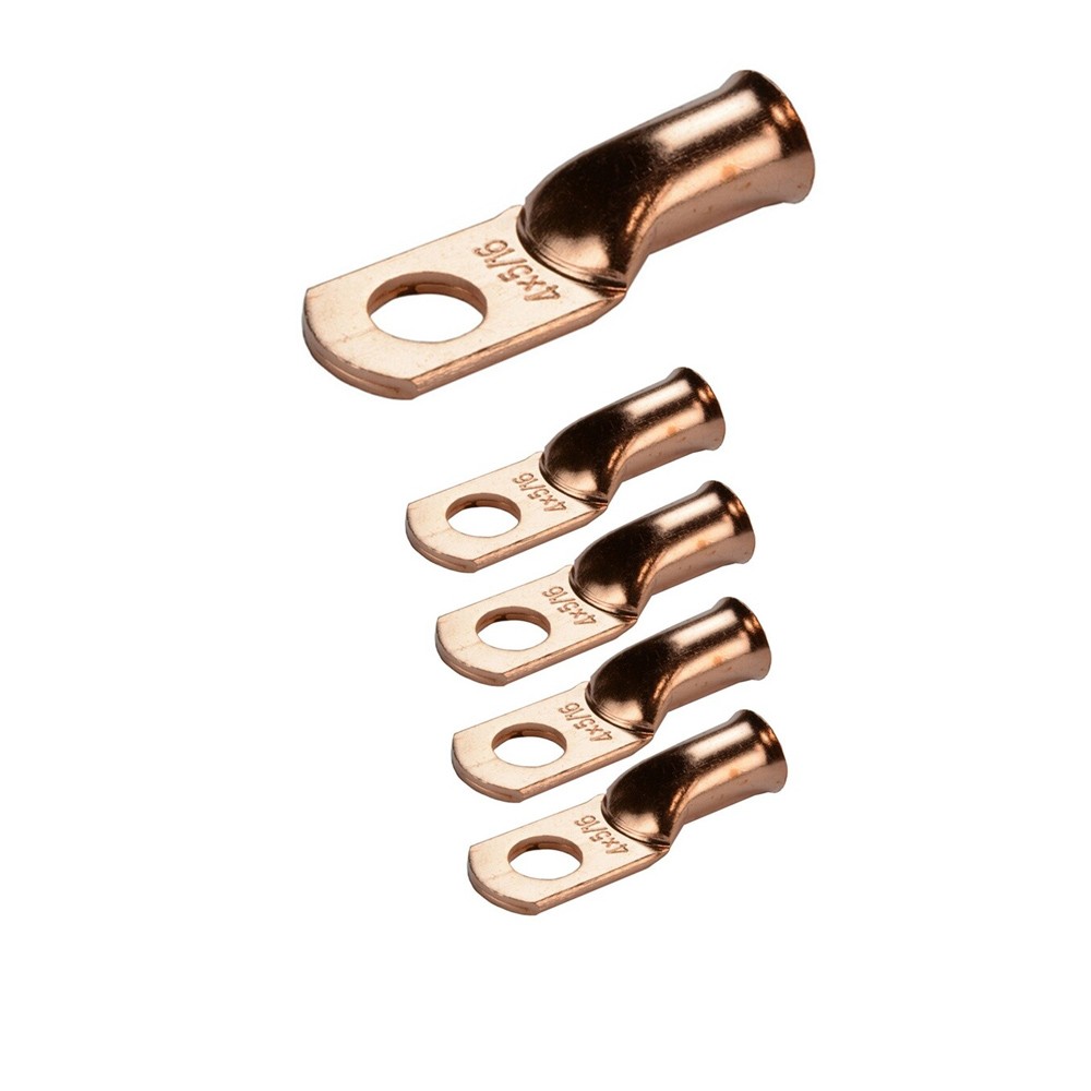 4 AWG Ring 5/16″ Hole Terminal Lug Bare PURE Copper Uninsulated 4 Gauge 5/10PCS