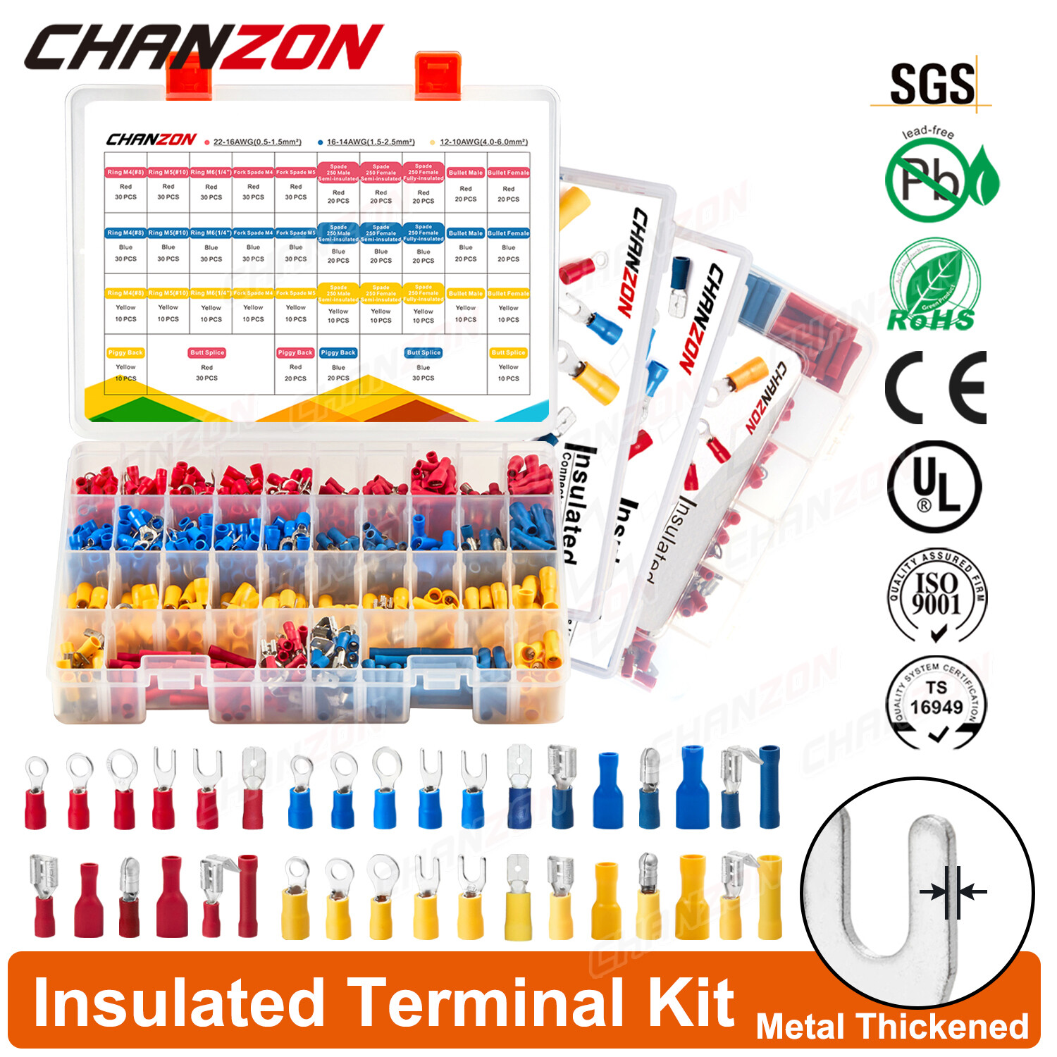 Insulated Spade Butt Ring Fork Electrical Wire Assortment Connector Terminal Kit