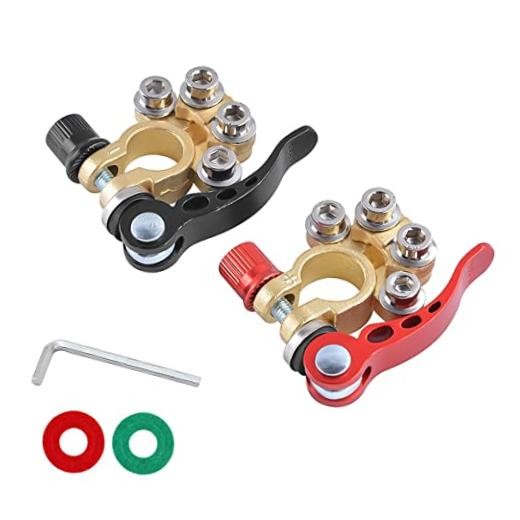 Battery Terminal Clamp Connectors, 2 Pcs 4 Way Quick Release Black/Red-2
