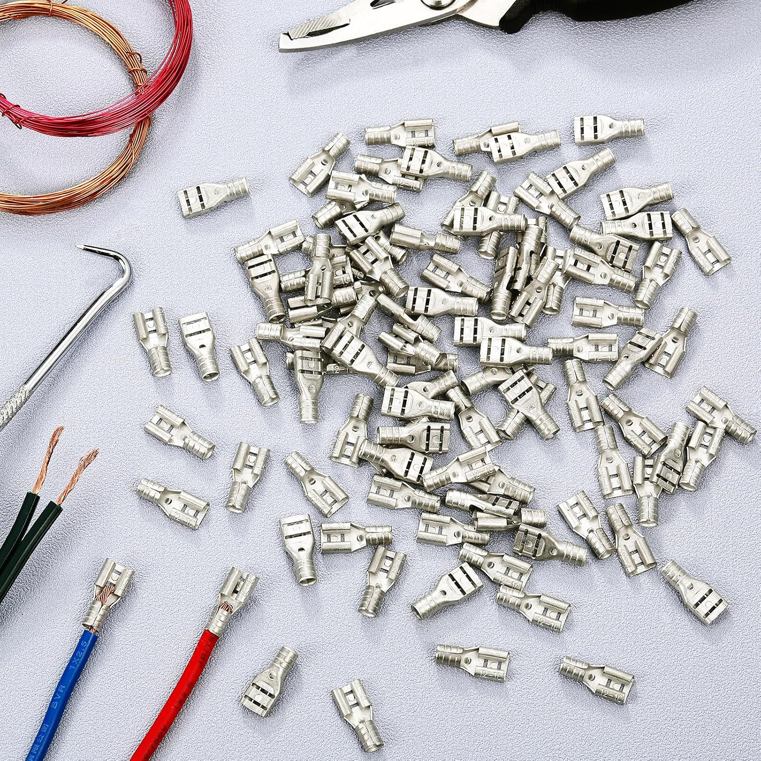 50 Pcs High Temperature Female Non Insulated Spade Connectors 12-10 Gauge Quick