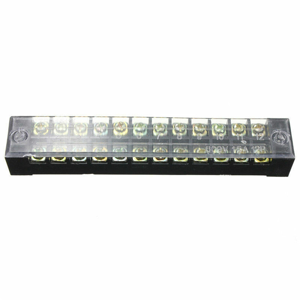 Dual Row 12 Positions 600V 15A Screw Terminal Electric Barrier Strip Block 5pcs