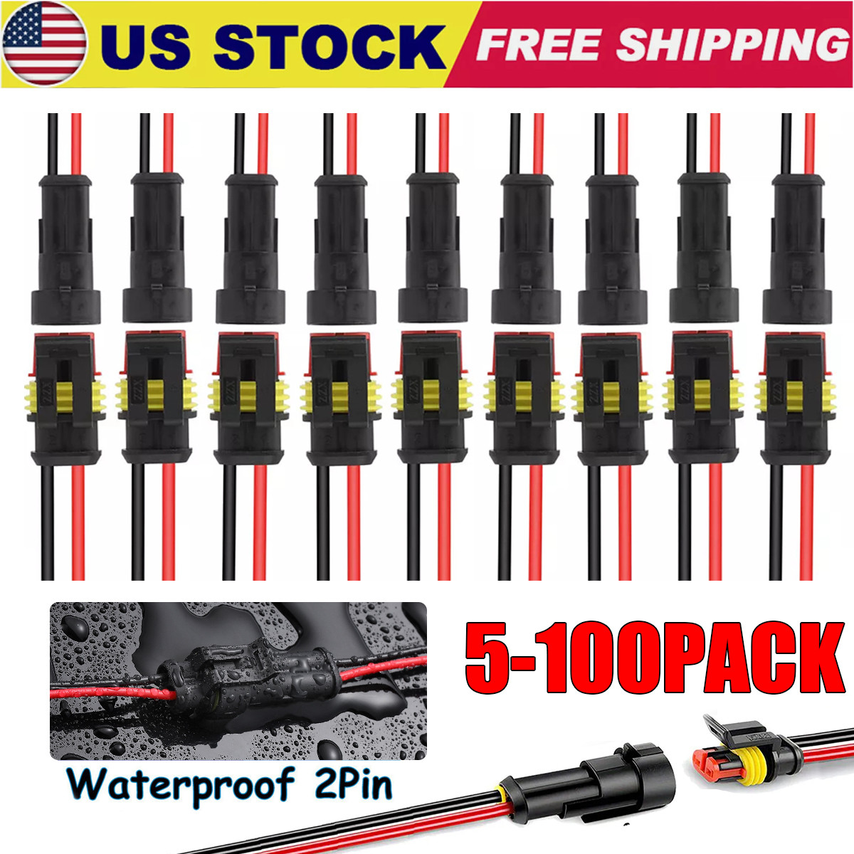 LOT Car Waterproof Electrical Wire Cable Connector Male Female Way Plug Kit