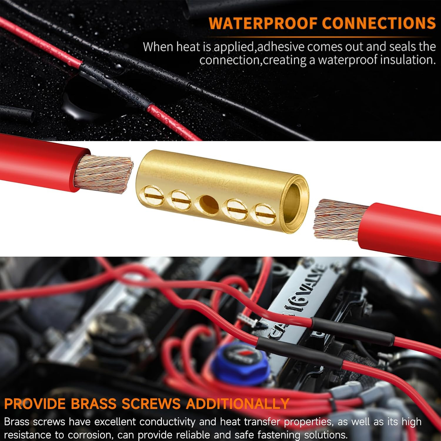 6 Gauge Wire Butt Connectors 6 PCS Brass Mechanical Butt Splice Connectors Kit 6