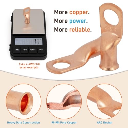 pcs 4 Gauge-3/8” (M) Wire Connectors, 4 AWG 4 Awg – 3/8″ (M10) 10 Bare Copper