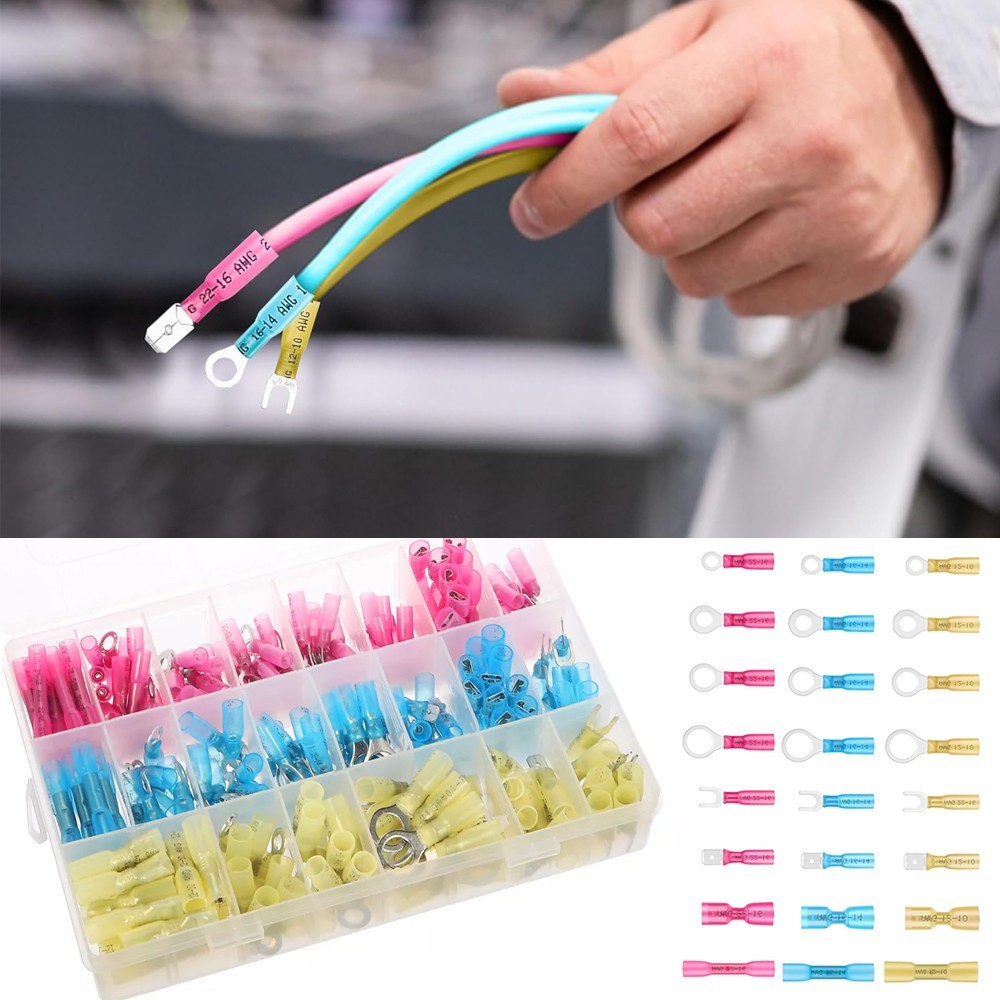 250PCS Heat Shrink Wire Connector DIY Kit Waterproof Marine Automotive Terminals