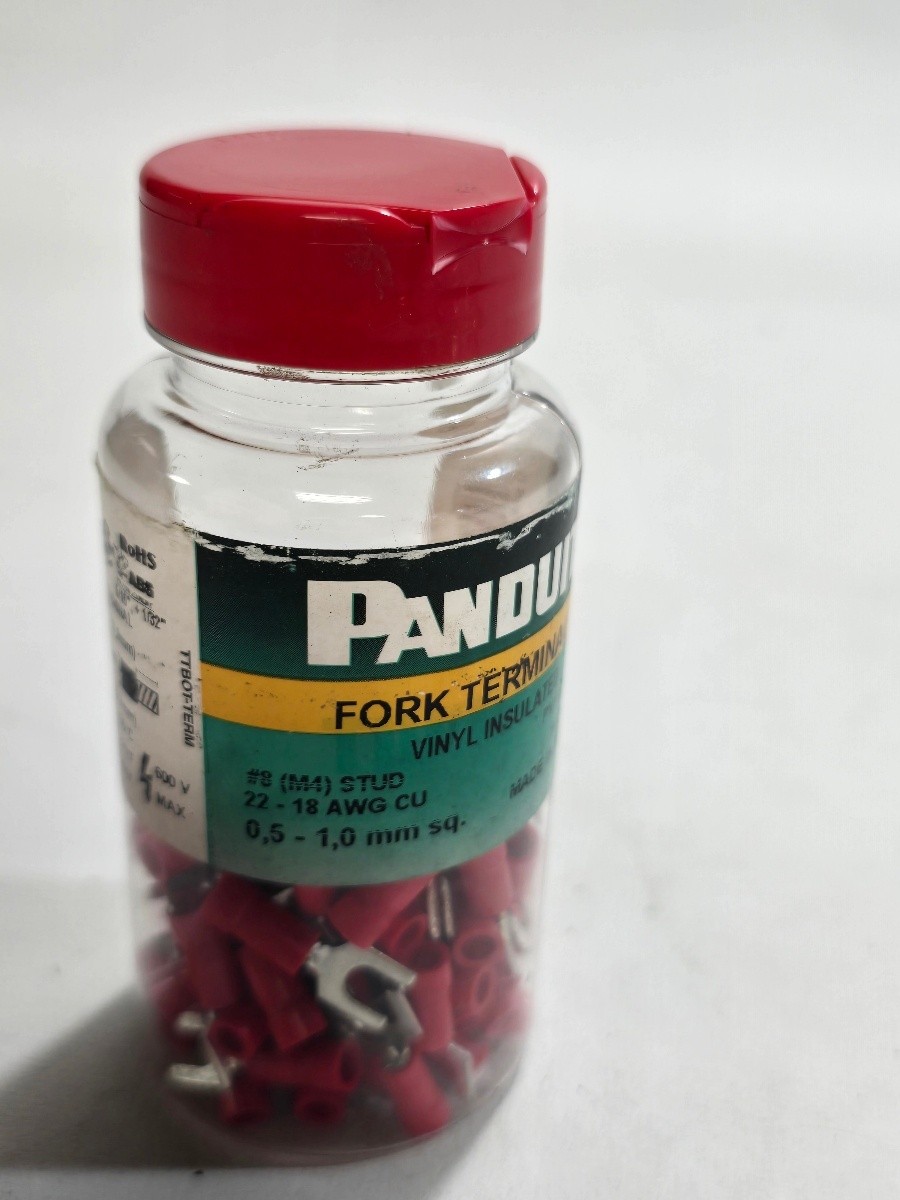 Panduit PV18 8F CY Vinyl Insulated Spade Terminals #8 Stud 100 PCS Bottle