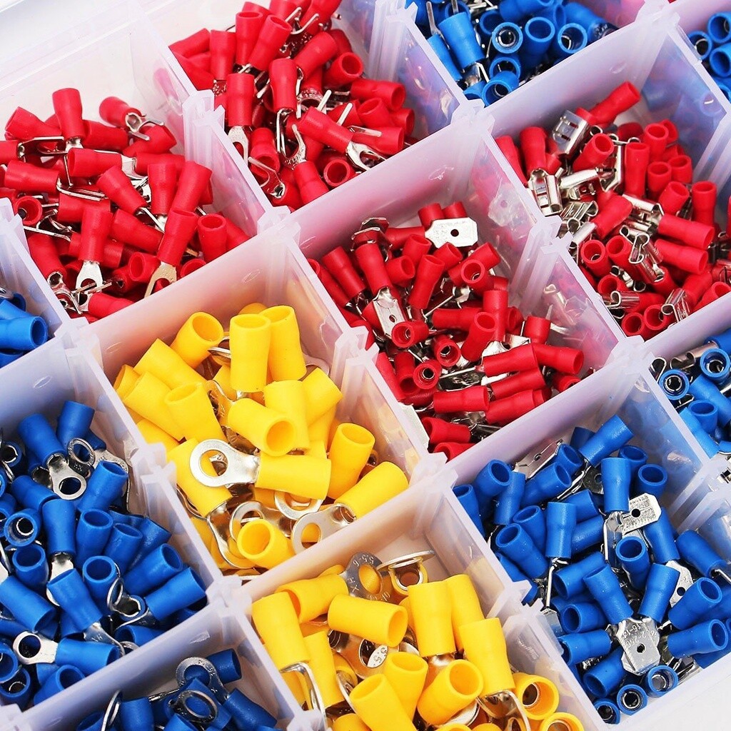 1200x Assorted Insulated Electrical Wire Terminals Spade Kit Crimp Connectors