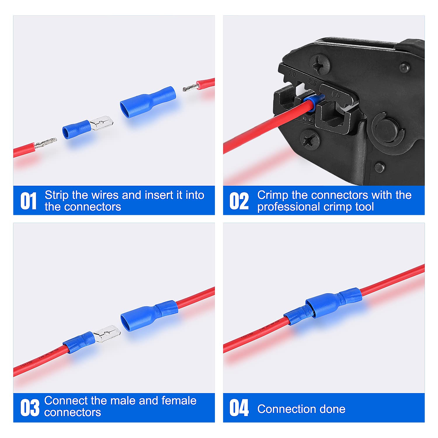 540PCS Mixed Quick Disconnect Electrical Insulated Butt Bullet Spade Fork Ring S