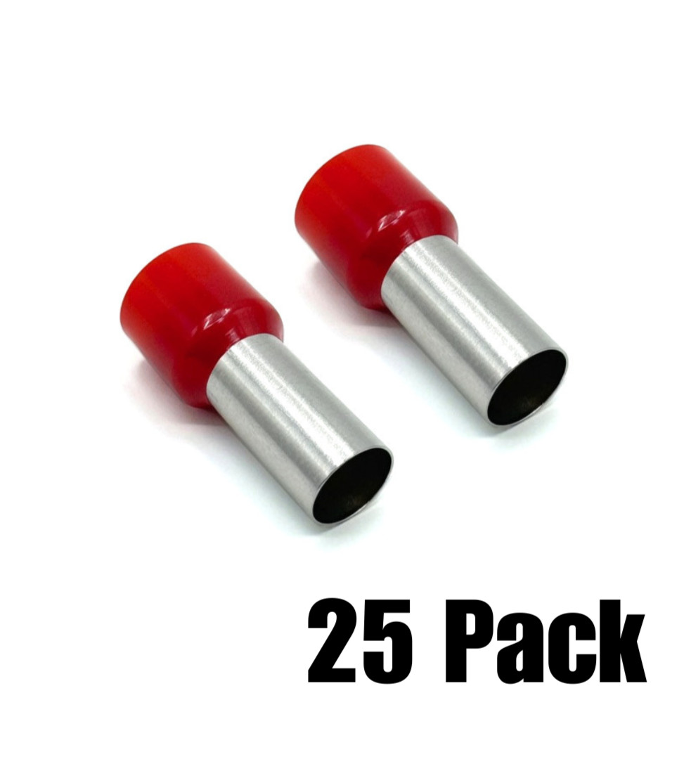 The Wires Zone 1/0 Gauge Wire Ferrule Connectors Red Barrel – (25 pack)