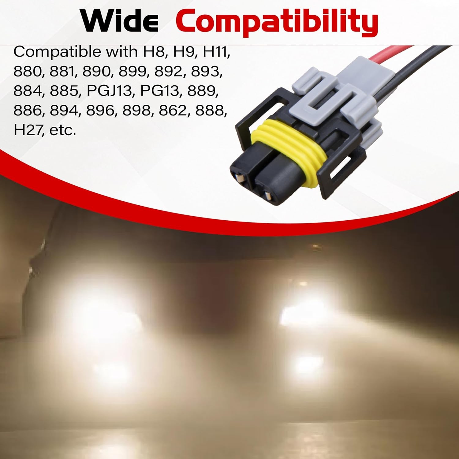 H11 Wiring Harness Socket Adapter Fog Light Wire Connector Female Plug 2PCS