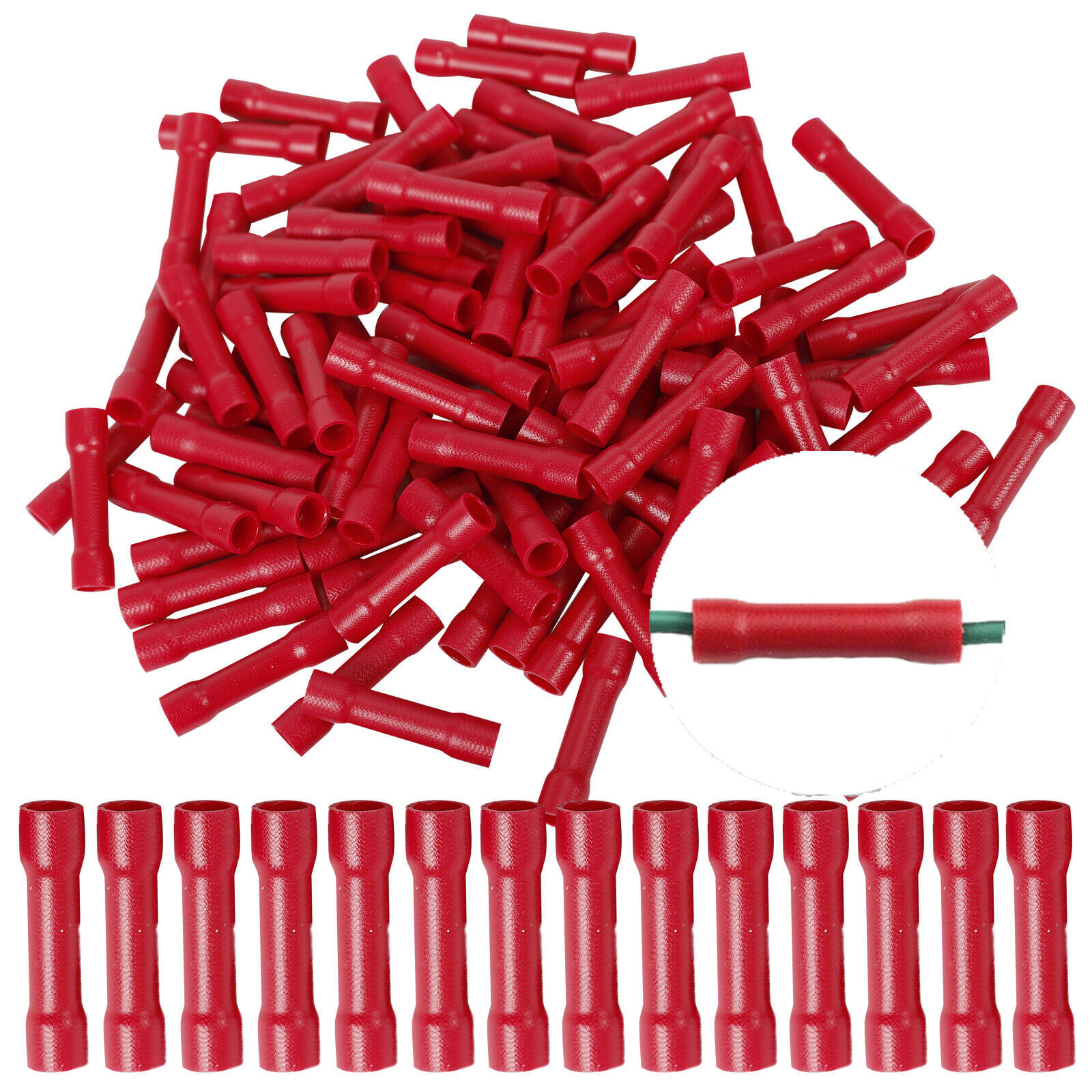 22-10 Gauge AWG Wire Butt Connectors Vinyl Car Radio Terminals 50/100/300PCS