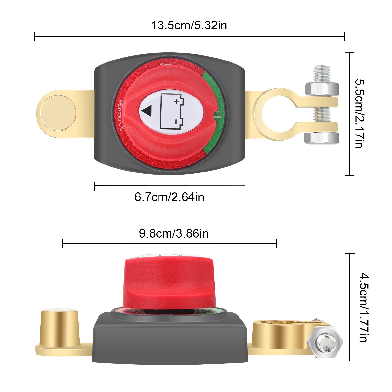 2X Battery Disconnect & Top Post Kill Switch 12V-48V Heavy Duty Shut Off For Car