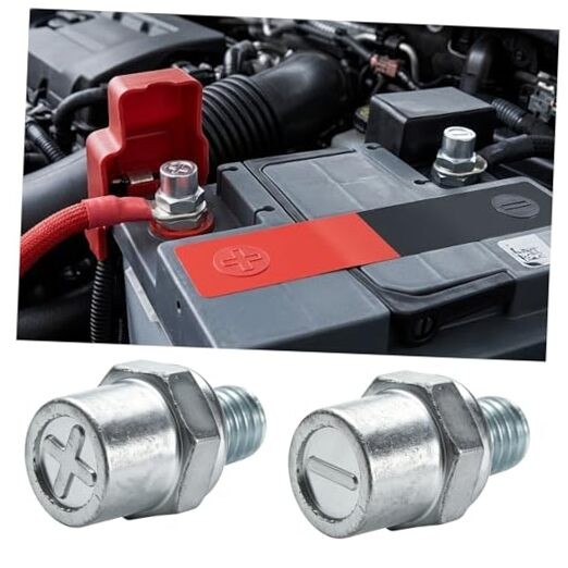 2PCS Battery Post Adapter with 3/8″-16 Male Thread,Lead Alloy Side Post to Top