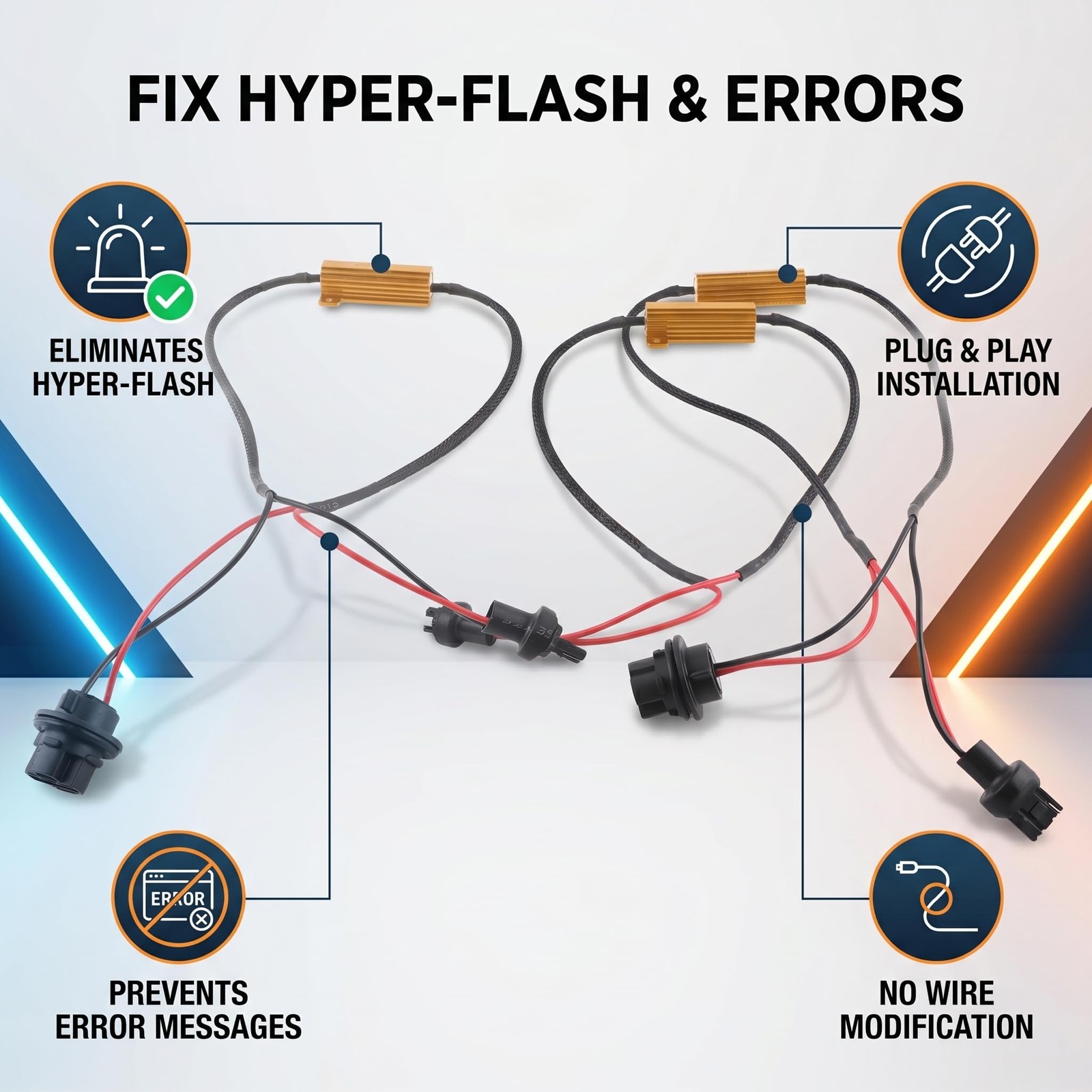 Car Resistor Wiring Harness Part, 7440 T20 50W8RJ Hyper Flash Fix Error Wirin…