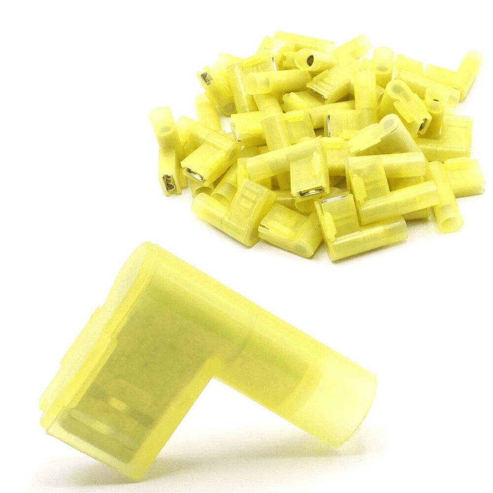 60PCS 90 Degree Right Angle Crimp Flag Spade Female Insulated Terminals Kit