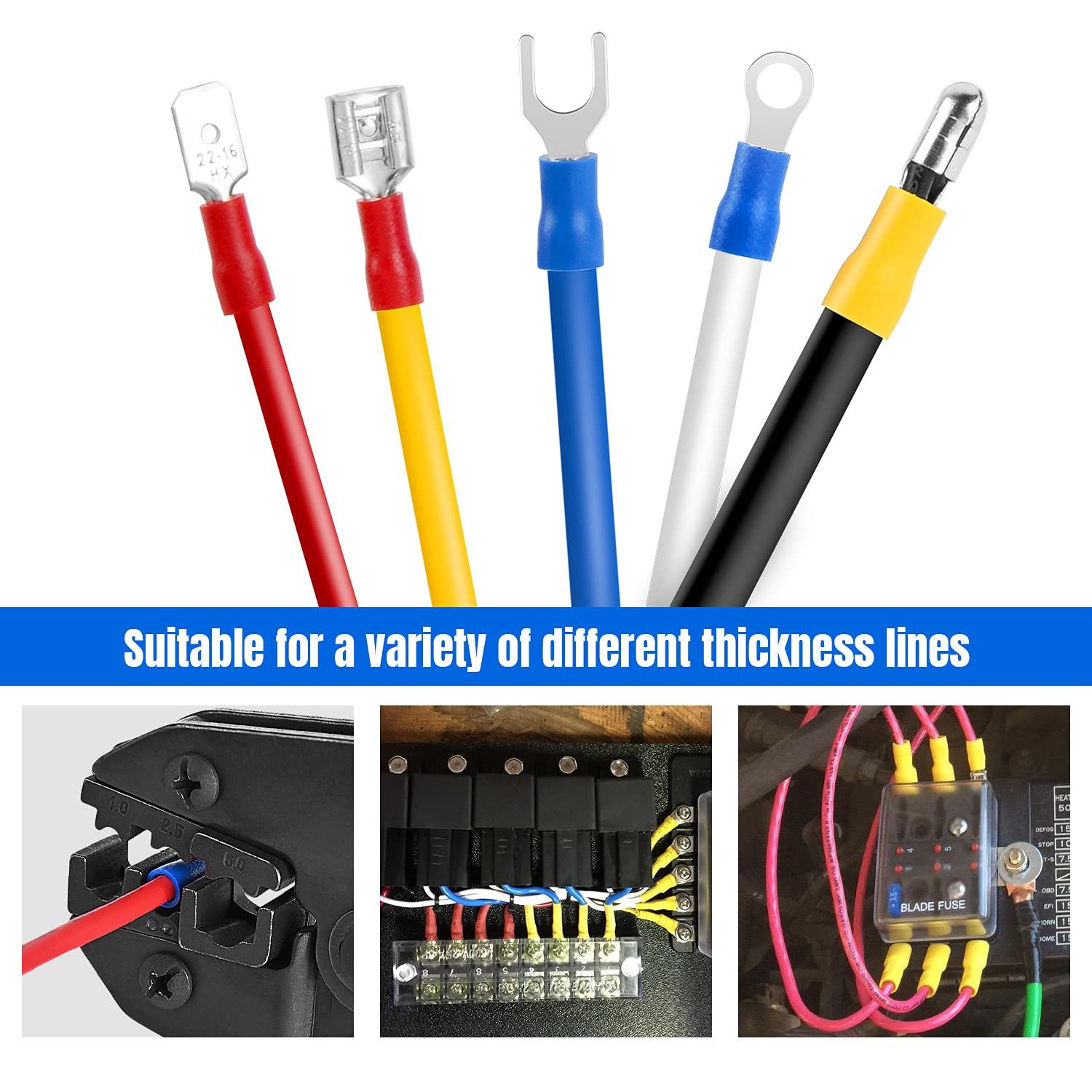 540PCS Mixed Quick Disconnect Electrical Insulated Butt Bullet Spade Fork Ring S