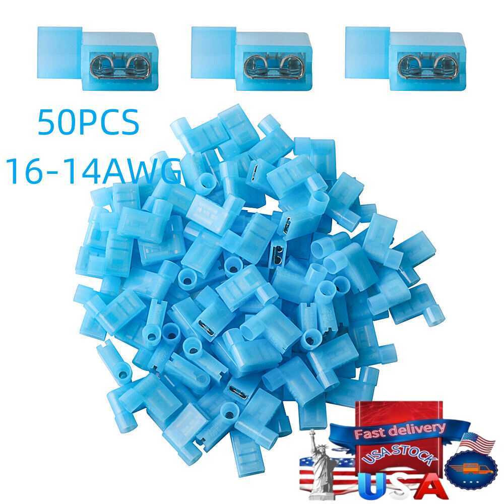 50pcs 16-14 AWG 90 Degree Nylon Flag Spade Female Insulated Terminals Connector