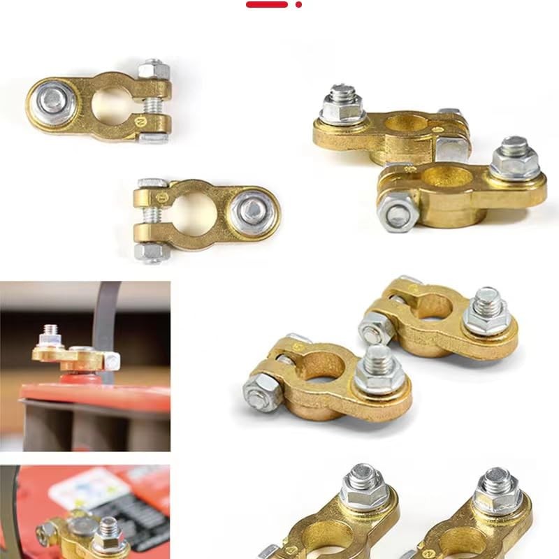 Universal Brass Battery Terminal Connectors, Top Post Clamp Set