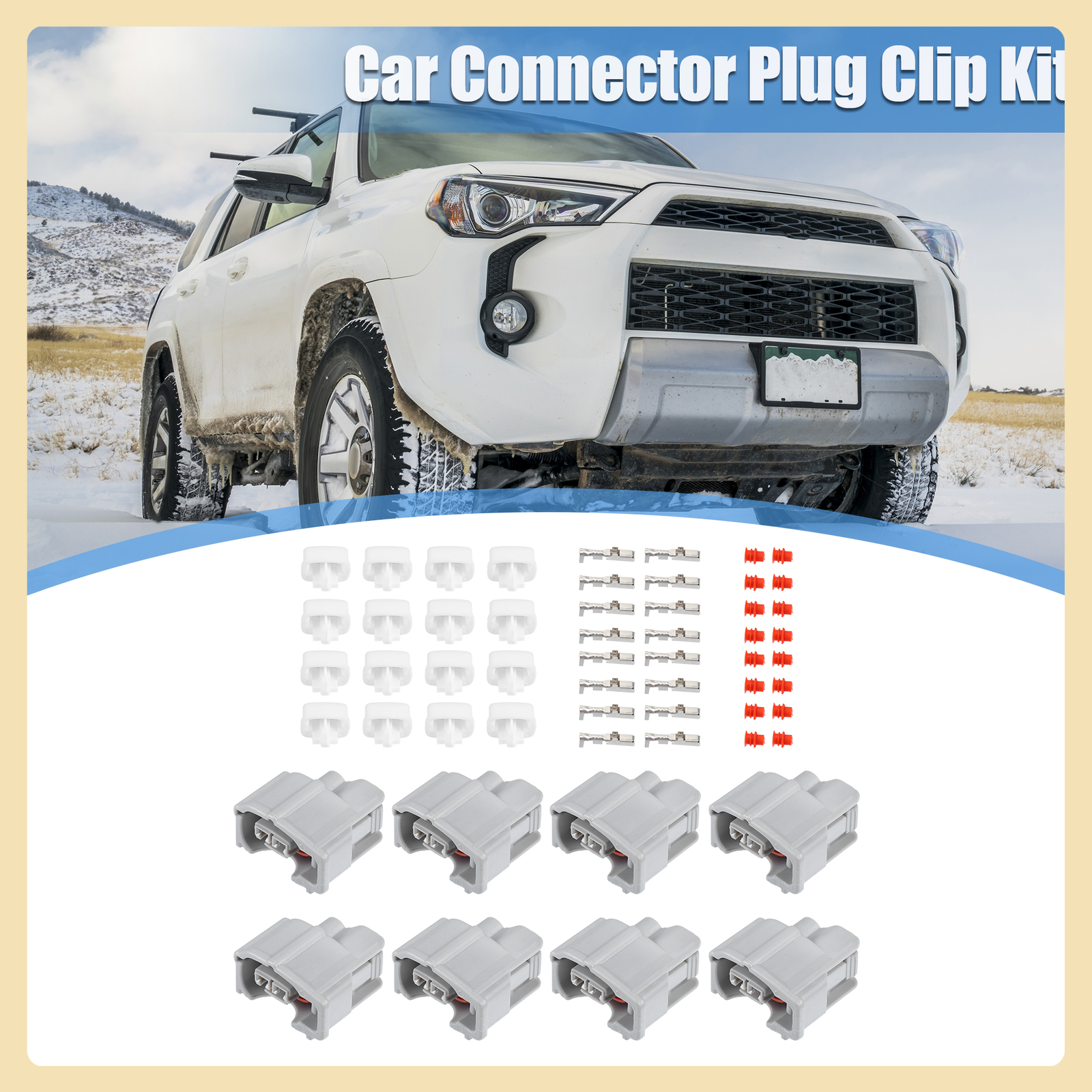 2 Pin No.9098011875 Fuel Injector Adapter Plug Clip Kit for Toyota Item of 8 Set