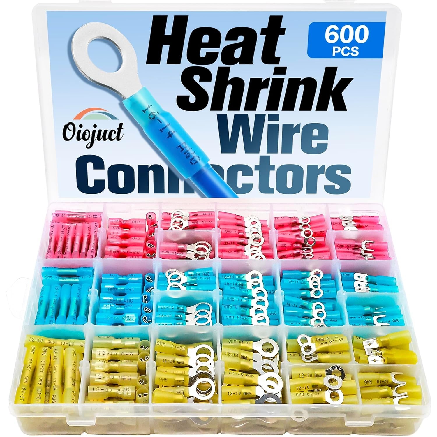600Pcs Heat Shrink Wire Connectors Electrical Kit – Oiojuct Marine Automotive Cr