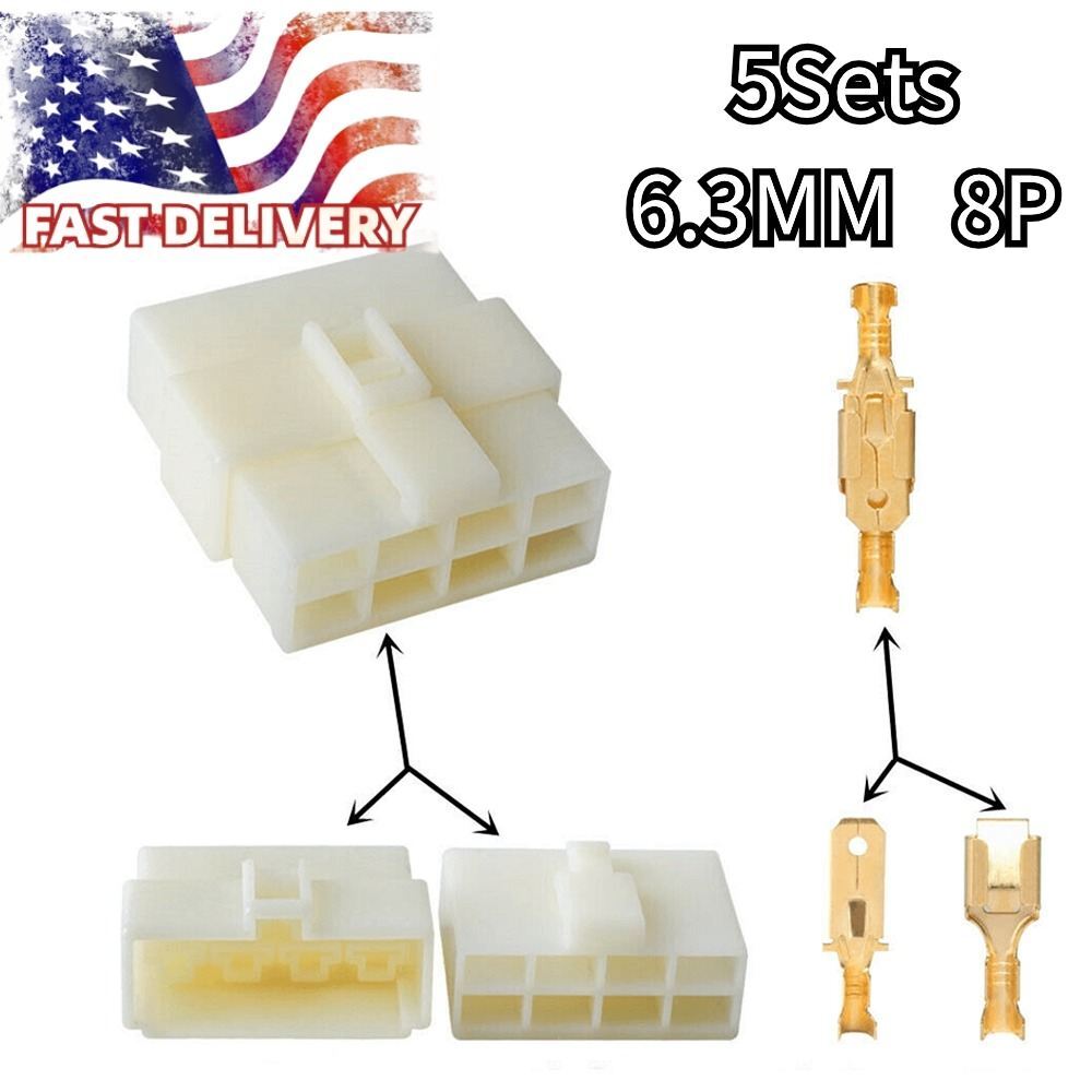 5 Sets 6.3mm 8-Pin Electrical Wire Connector Male Female Socket Plug Terminal