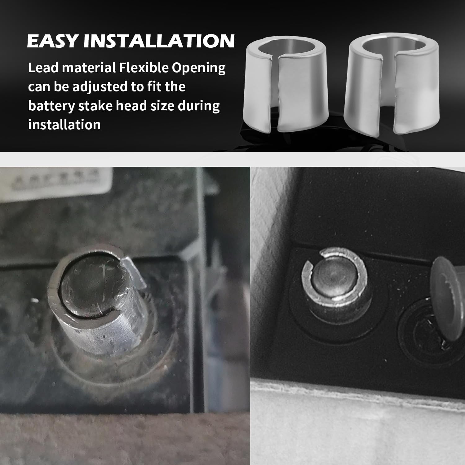 2PCS Battery Terminal Shim,Soft Lead Battery Post Shims Caps with Adjustable Ope