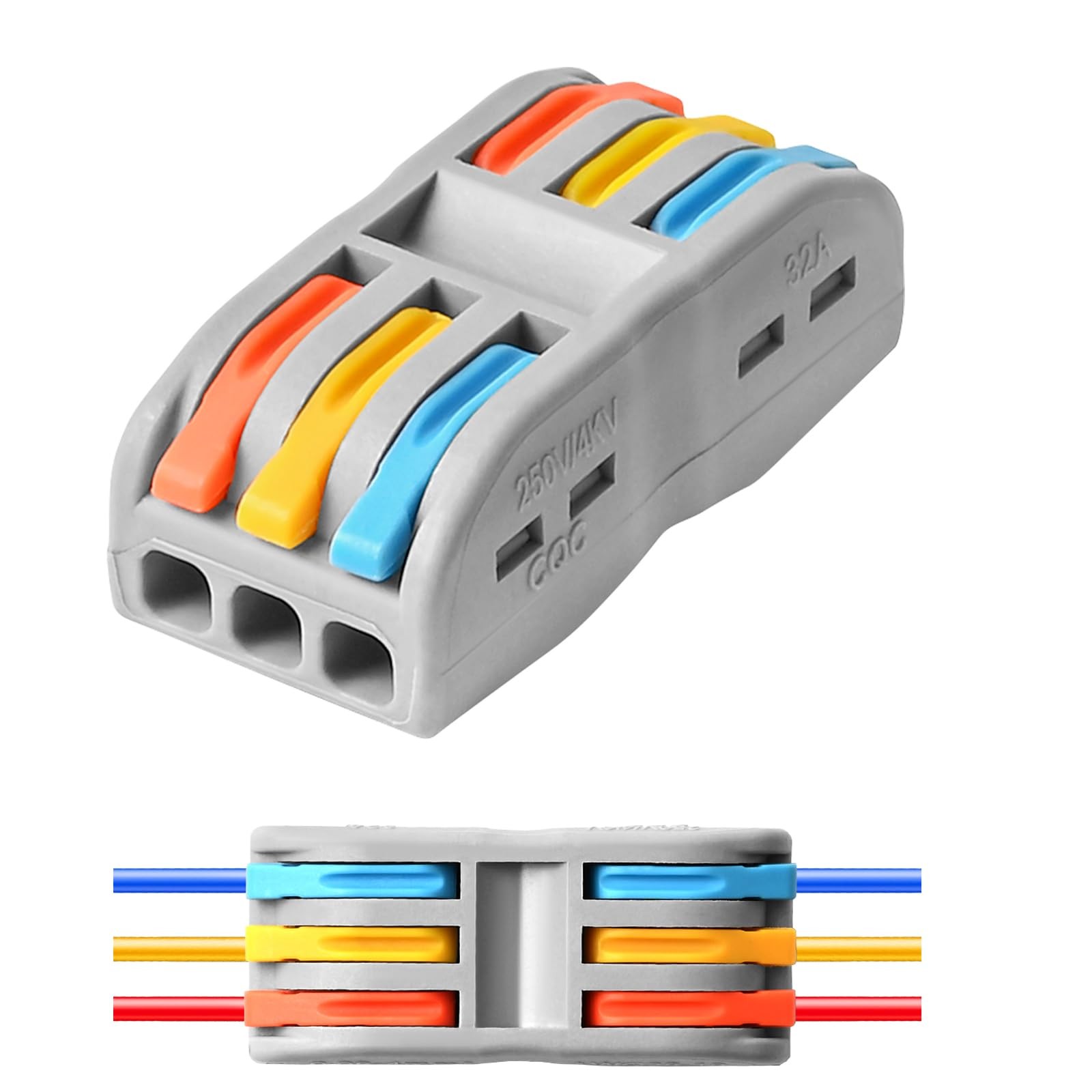 3 Conductor Wire Connectors 50PCS 28-12 AWG Compact Splicing – Easy Electrical