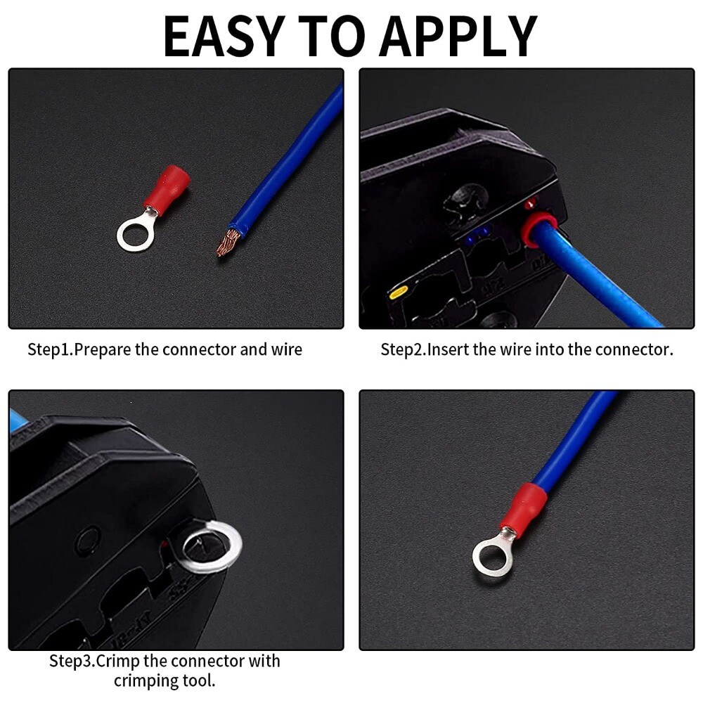 510PCS Insulated Electrical Crimp Terminals Ring Wire Connectors 22-10AWG+Pliers