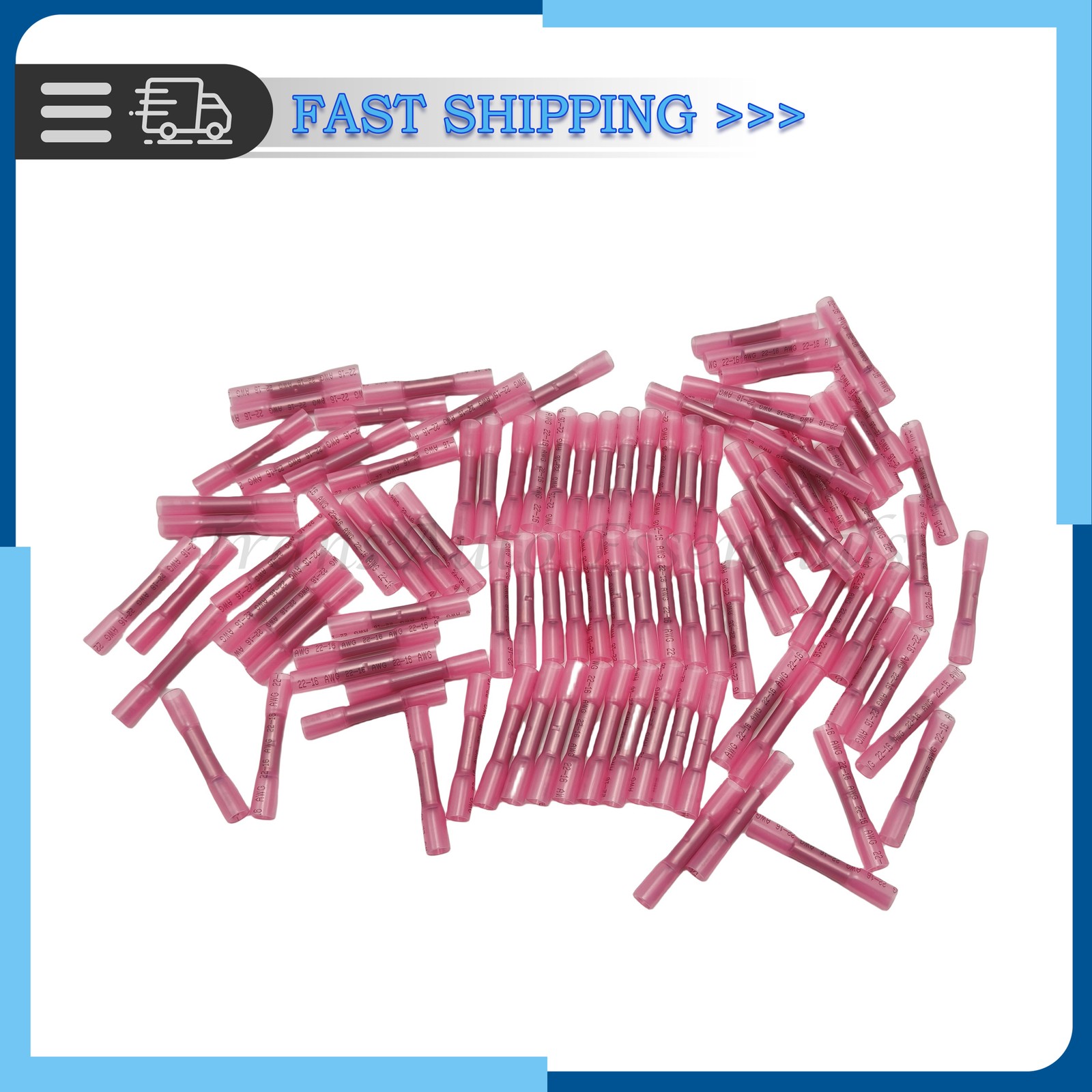 100x Heat Shrink Waterproof Wire Connectors For 22-16 AWG Butt Seal Terminals