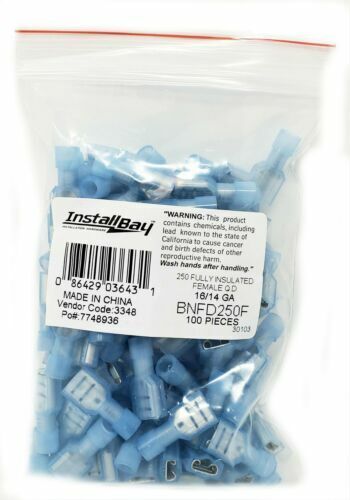 Butt Crimping Connectors 500 Pack Metra Install Bay 16-14 Ga BNBC Blue Nylon