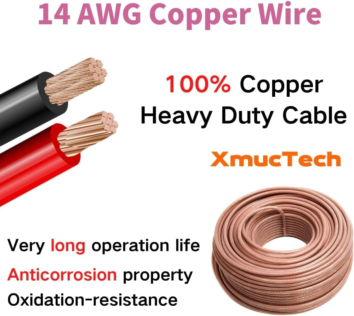 4-Pack 1ft 14AWG SAE Connector Quick Disconnect Plug Extension Cable for Automot