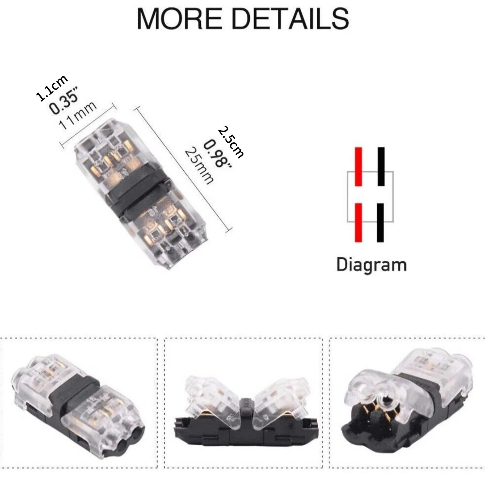 24pcs 2 Way Quick Connect Solderless Wire Connector For 18-22 AWG Automotive Use