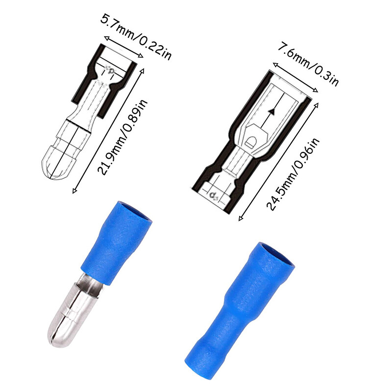 100PCS Insulated Bullet Crimp Wire Male/Female Connectors Splice Terminals Kit
