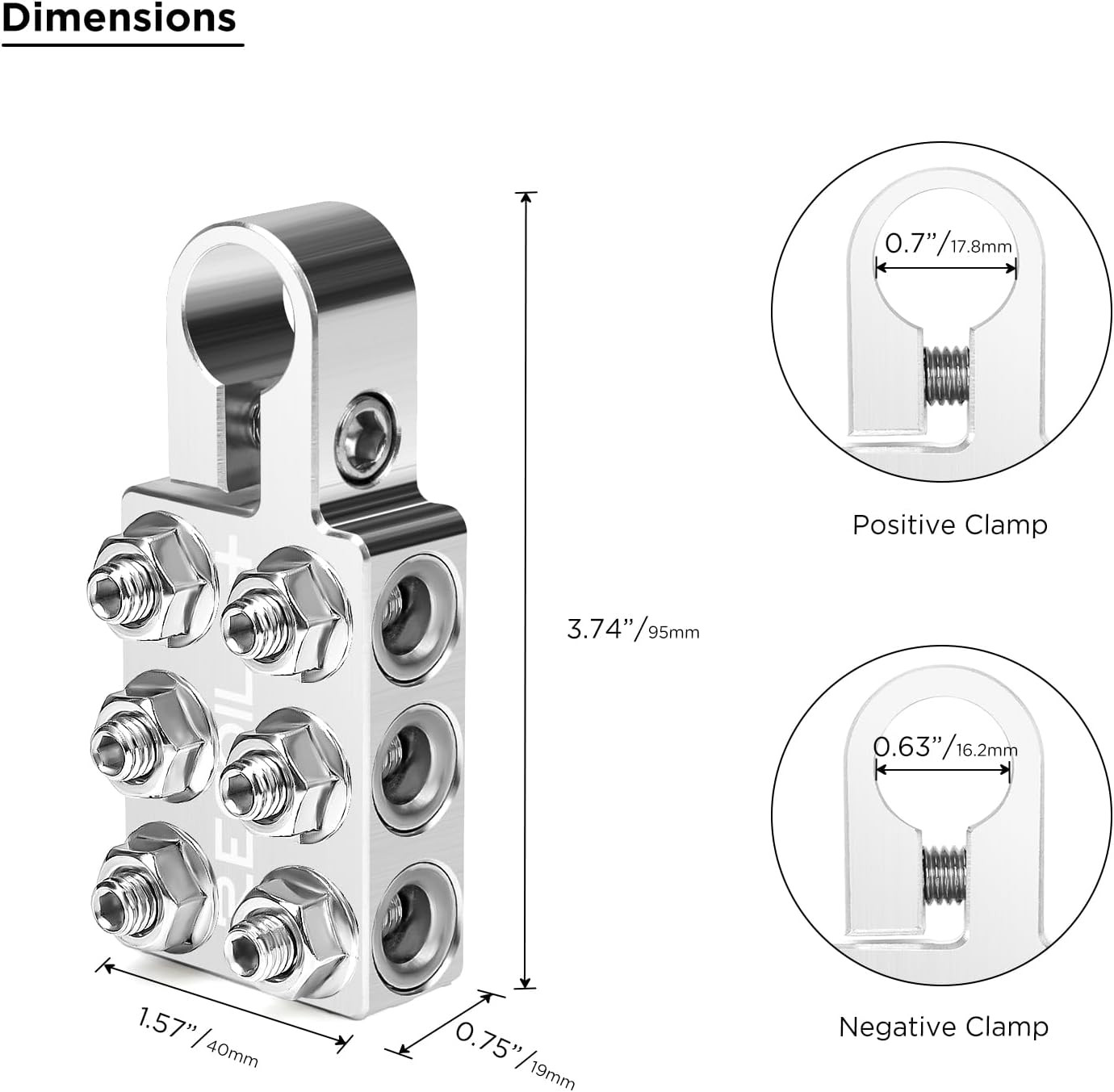 ABT12 12-Way Positive Negative Battery Terminals SAE/DIN/EN Top Posts Pair SIX