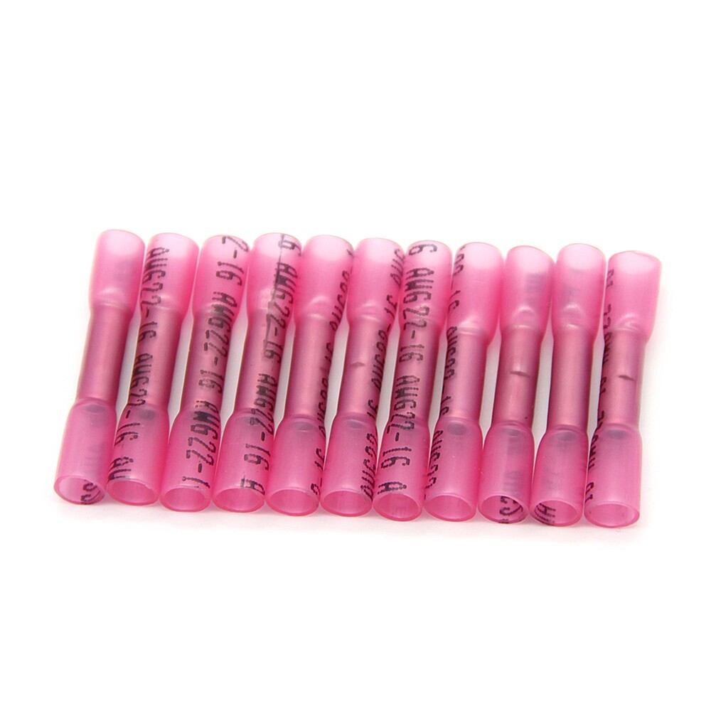 500Pcs Red AWG Heat Shrink Butt Wire Connectors Crimp Terminals 16-22 Gauge US