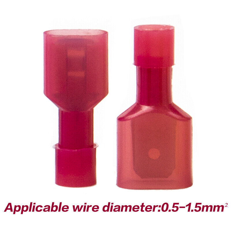 200/100PCS Nylon Insulated Wire Spade Terminals Cable Crimp Connectors 22-10 AWG