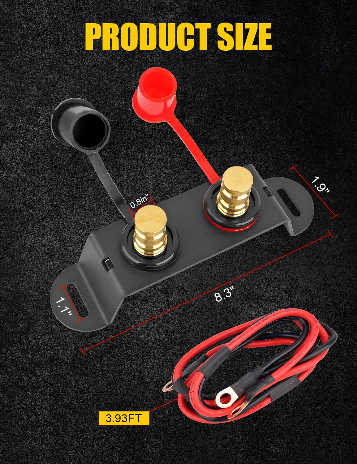 Battery Jump Post Kit with Remote Battery Terminals, Steel Mount Bracket and …